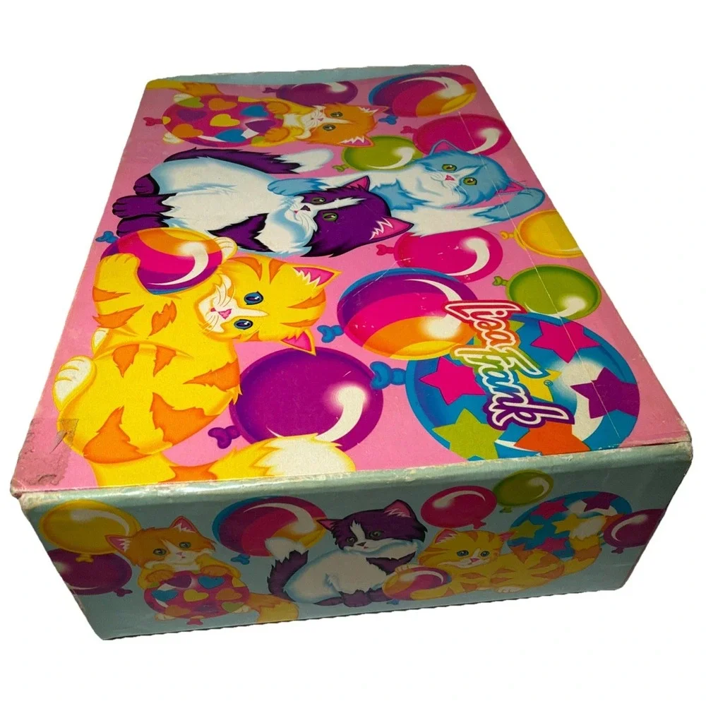 Vintage Lisa Frank Pencil Box Kittens Cats Balloons Pink 90's